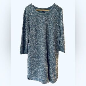 Robert Louis Blue Heathered Stretch Knit Tunic Shirt Dress with Pockets